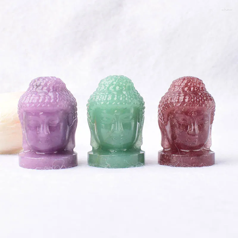 Декоративные фигурки 1pc Натуральный кристаллический камень фигура Будды Фенгшуи фигурки Рейки Исцеляющие ремесла Небольшое украшение домашний декор сувенир