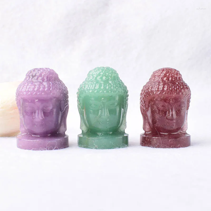 Figurki dekoracyjne 1PC naturalny kryształowy kamień kamienny figurka Buddha fengshui figurka reiki leczenie rzemiosło małe dekorację dekoracje domowe pamiątki