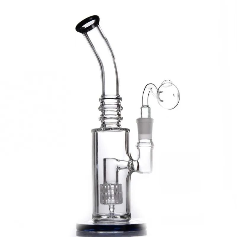 Rosa Verde Olhos Bonitos Hookahs Vidro Bong Dab Rigs Alien Recycler Pipe Beaker Oil Rig 14mm Masculino Joint Banger Água Alto 18mm 10 polegadas