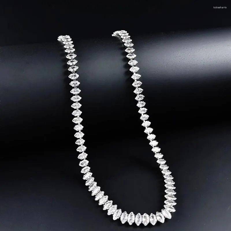 Kedjor 2024 Luxury Marquise Zircon 925 Silverfärg på nackhalsbandet för kvinnliga föremål med