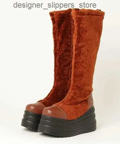 Сапоги коренастые нижние цветочные при печати колена высокие ботинки классная девушка круглый ноги на Zip Fashion Knight Boots Spring Casual Trost 2024 Q240321