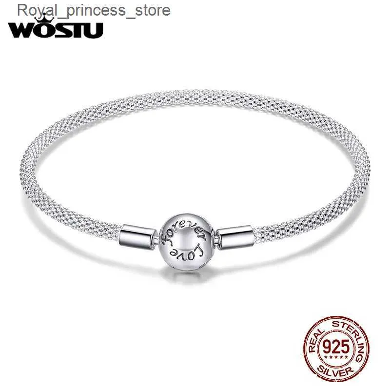 Braccialetti con ciondoli WOSTU di alta qualità vero argento sterling 925 per sempre ama le donne adatte perline originali fai da te gioielli con ciondoli CQB105 Q240321