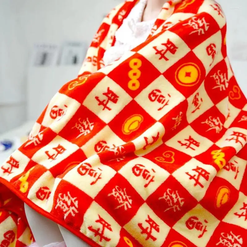 Одеяла Роскошное комфортное одеяло Яркое китайское годичное супермягкое износостойкое моющееся уютное домашнее украшение