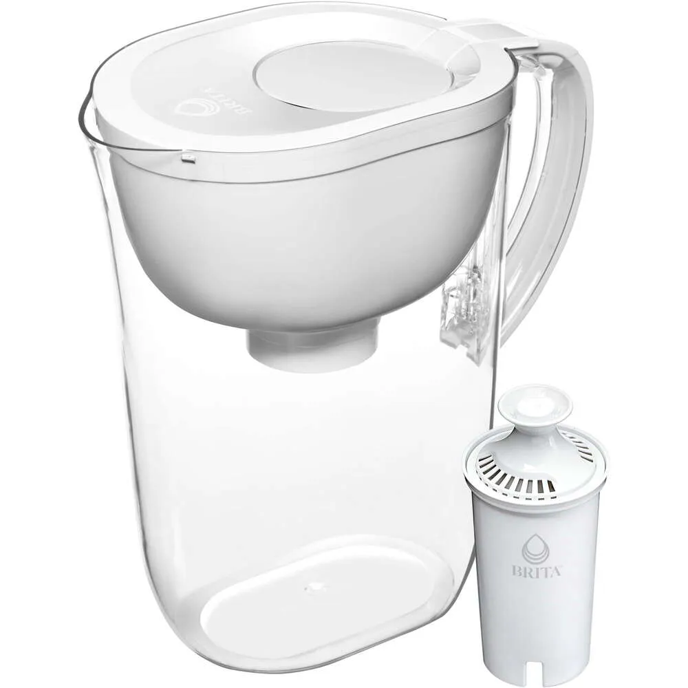 Brita Grand pichet filtre à eau de 10 tasses avec 1 filtre standard, sans BPA, quotidien, blanc