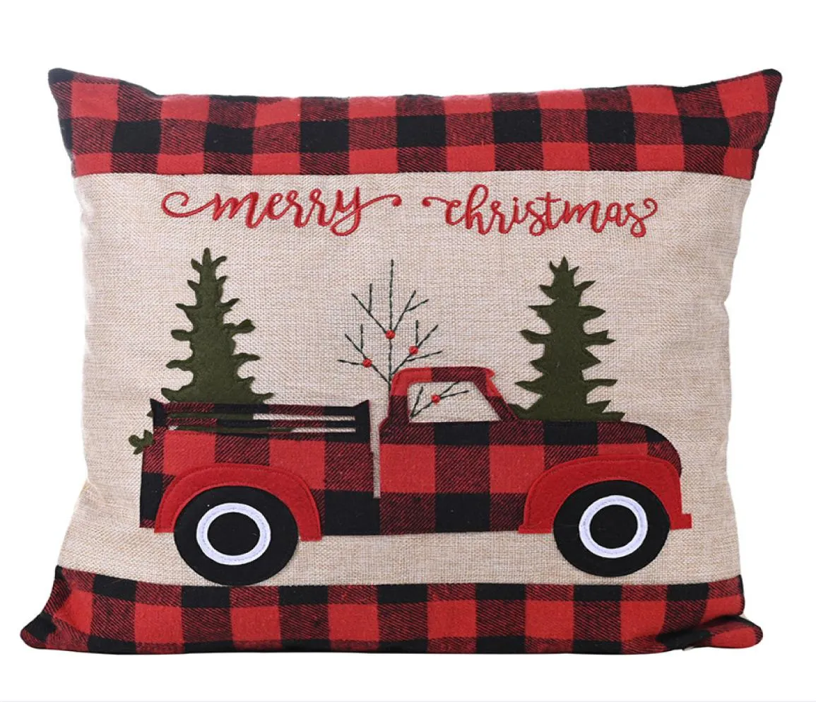 Kerstversiering Kussensloop Covers Buffalo Plaid Gooi Xtmas Boom Rode Vrachtwagen Kussenhoes JK2010XB6842571