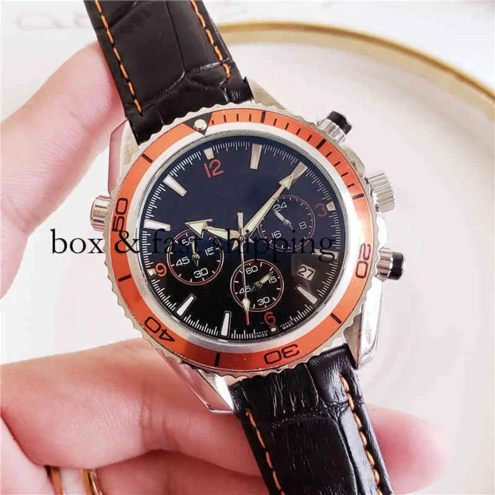 Chronograph Superclone Watch Wrist Luxury Fashion Designer O M E G A Watches Business Men's Six Needle Machine European Brand Seahorse Runni 269