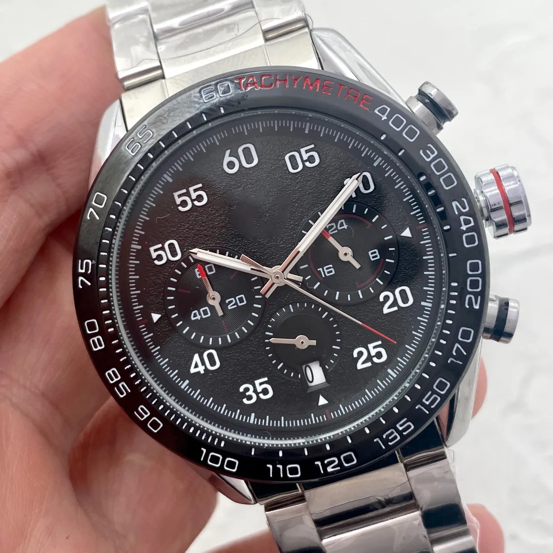 Montres Mens Watch Automatic Quartz Movement Watch 43 mm Chronograph Watches Sapphire Glass Fine en acier inoxydable Strip Montre de Luxe Sports Watch