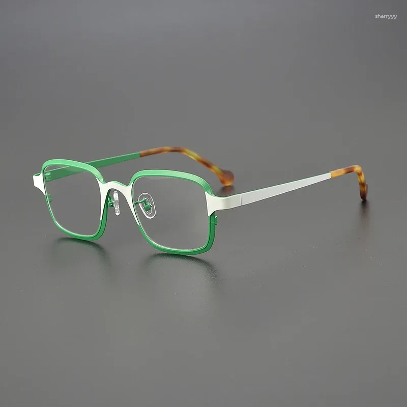 Sunglasses Frames Fashion Niche Retro Square Titanium Glasses Frame Literary Personality Hipster Spell Multi-color Optics Prescription