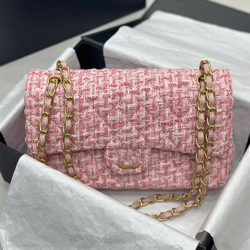 Tweed double flap shoulder bag sale