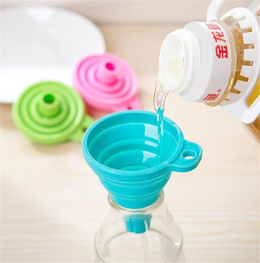 Estilo dobrável funil funil protable mini gel de silicone dobrável cozinha ferramentas acessórios gadgets esticado longo pescoço 9338680