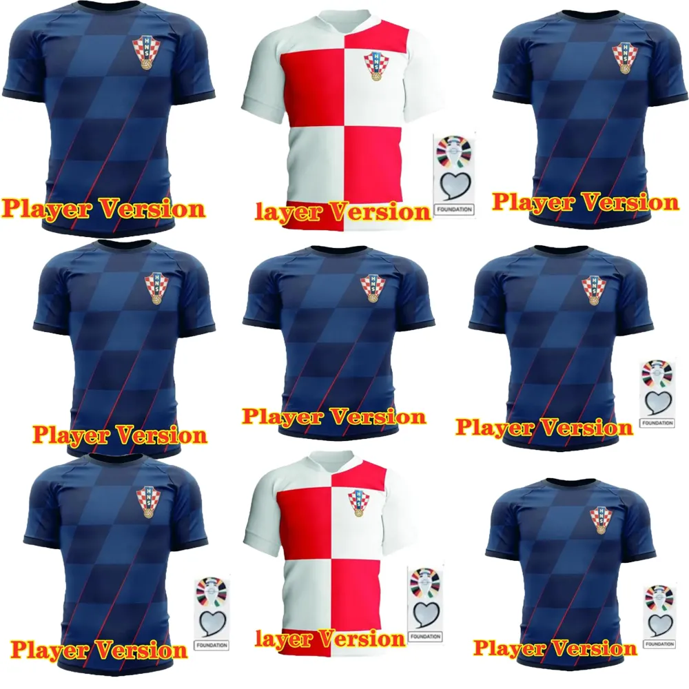 2024 Croacia Modric Soccer Jerseys Player Version National Team Mandzukic Perisic 24 25 Brekalo Perisic Football Shirt Brozovic Kramaric Rebic Livakovic Men