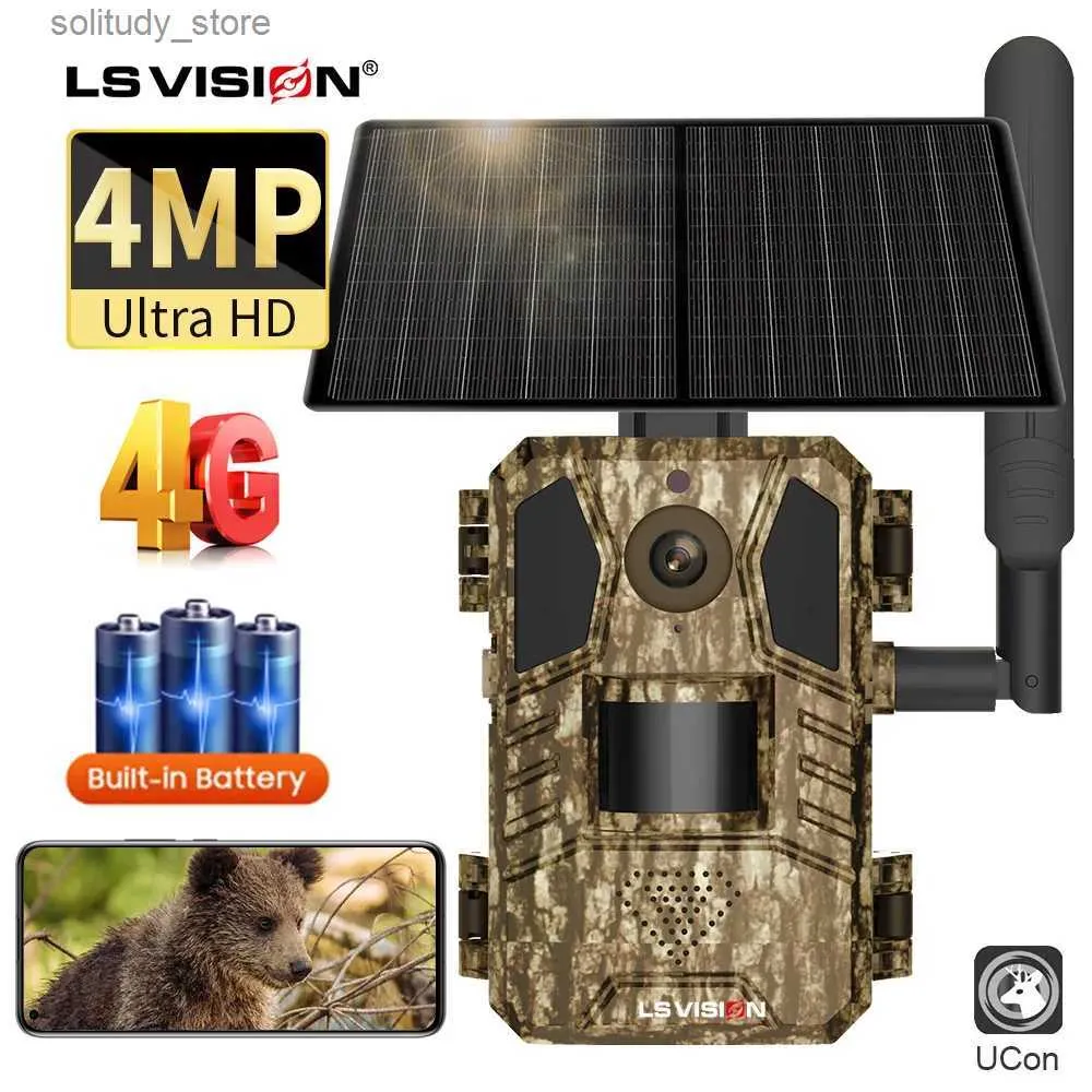 Trail Hunting Trail LS Vision Solar Trail Trail 14mp 4G karta SIM IP66 Wodoodporna 20M PIR Motion Detekcja Dzikie zwierzę w podczerwieni Kamera Nocna Kamera Q240321