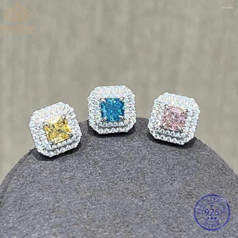 Stud Küpe Wuiha 925 STRING Gümüş Ezilmiş 5 5mm Safir Citpirine Sentetik Moissanit Kulak Saplamaları Kadın Hediye Damlası