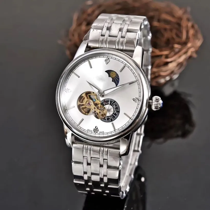 Butikowy zegarek męski 316 Pasek ze stali nierdzewnej 2-pinowy półpinowy pół-FYWHEEL STREAM WATM 41MM241D
