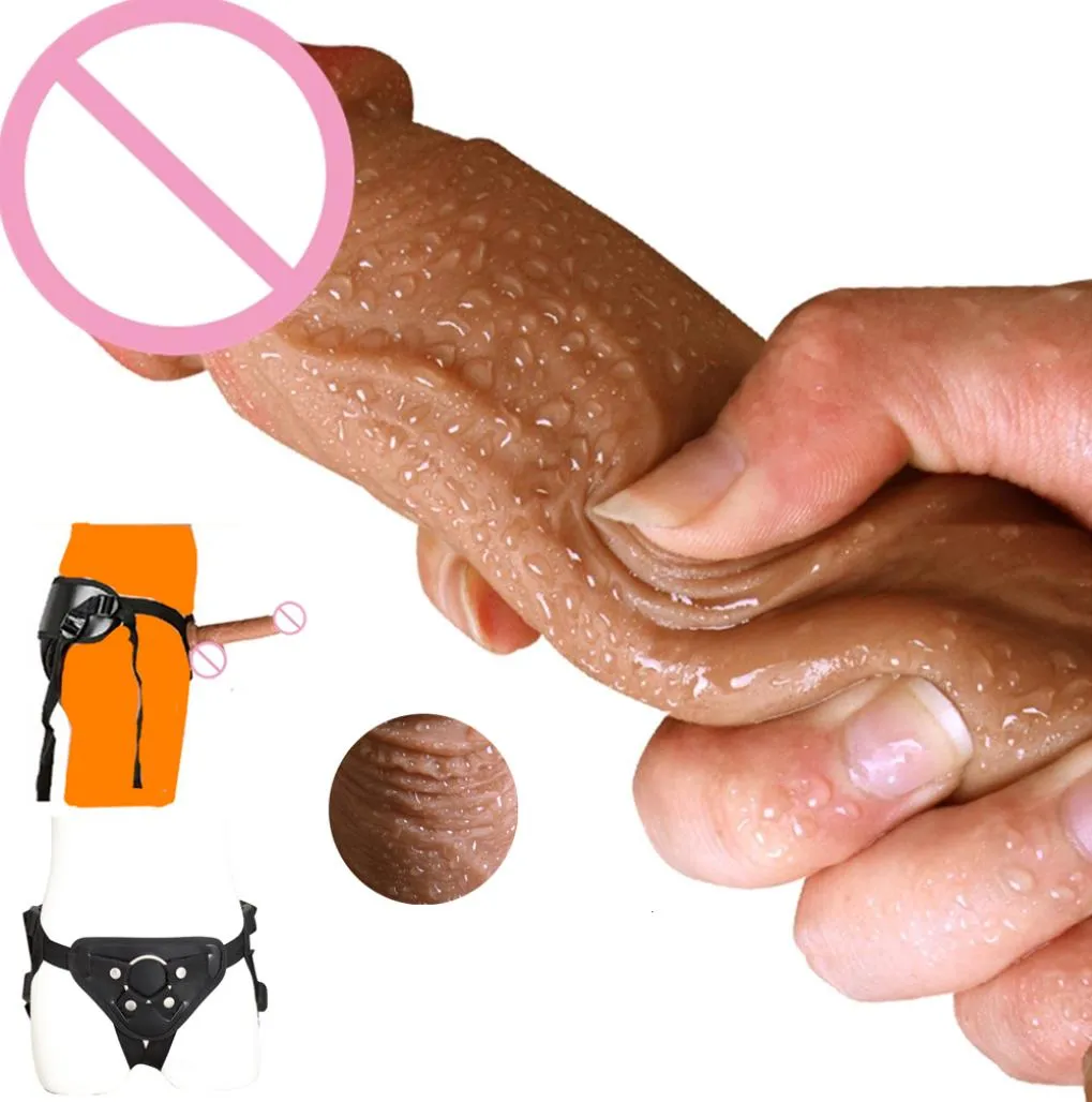 Strapon Silicone réaliste gode gros Phallus énorme gode pénis en caoutchouc avec ventouse pénis adulte Sexy jouets pour femme lesbienne Y1918649270