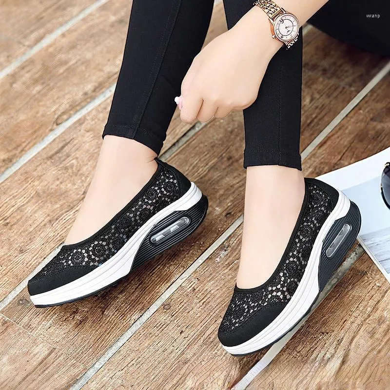 Sapatos de moda plataforma casual 910 esportes femininos deslizamento em malha leve respirável corrida plus size cor sólida versátil zapatos mujer