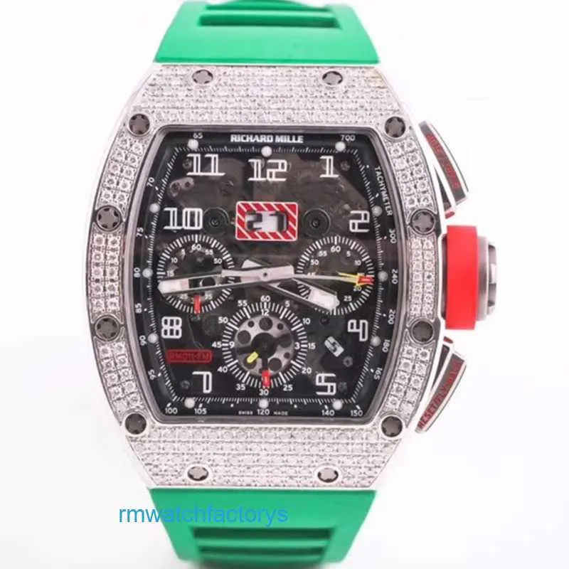 RM Watch Pilot Watch popularna zegarek RM011-FM Zegarek męski RM011 Platinum Back Diamonds Sports Mechanical Pusta Modna moda Casual Chronograph
