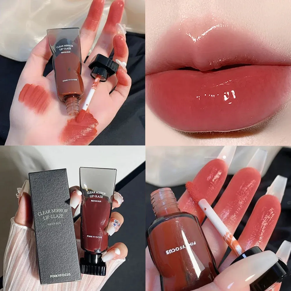 Noir miroir eau lèvre glaçure haute brillance hydratant sexy rouge à lèvres teinte rouge à lèvres maquillage longue durée couleur antiadhésive tasse brillant à lèvres 240320