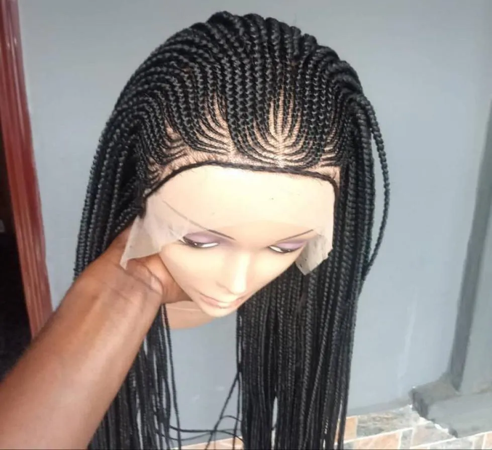 Synthetic Wigs Part Braided Box Braids Wig Long Black Hair 134 Lace Front For Women Cosplay With Baby4035047