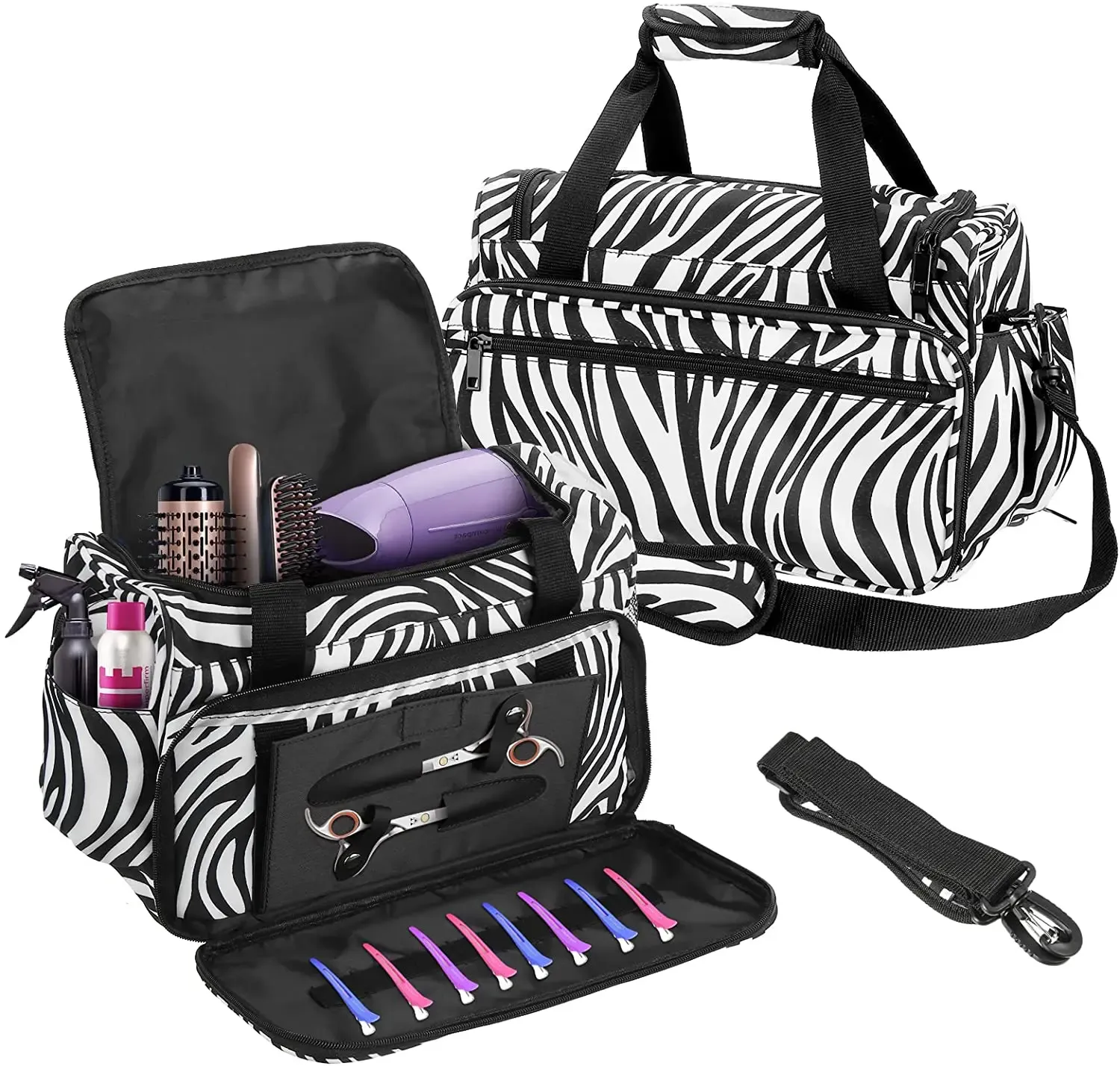 Verktyg Professionella salonghårverktyg Frisörspåse Travel Bag Big Capacity Hair Stylist Cosmetic Organizer med tillbehörsfickor