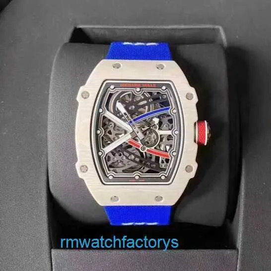 Coleção de relógios de pulso Designer RM Rm67-02 Branco Azul Tpt Caixa de fibra de carbono RM6702