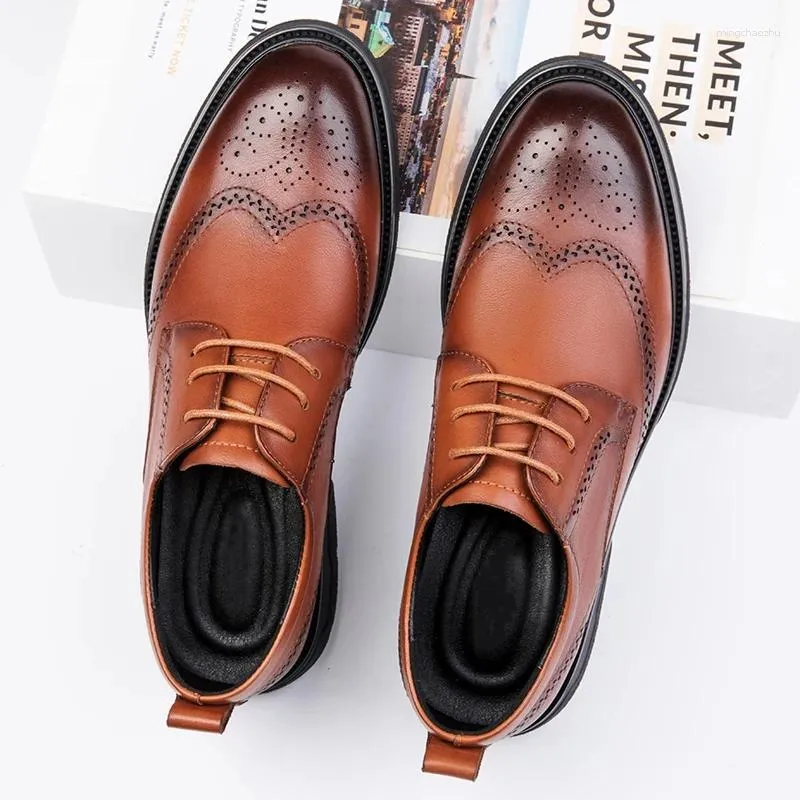 Casual Shoes 2024 Men's Quality Leather Business Lace Up Fashion Black Soft Man Non-slip Split Dress Men