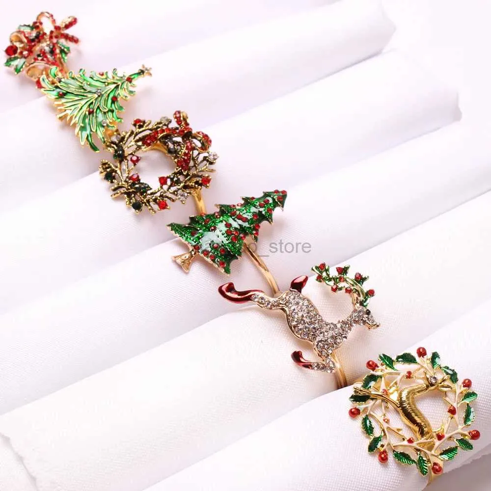 Towel Rings 1pc Christmas Napkin Ring Holders Xmas Table Decoration For Home Metal Reindeer Horn Tissue Ring Wedding Banquet Hotel Table Sup 240321