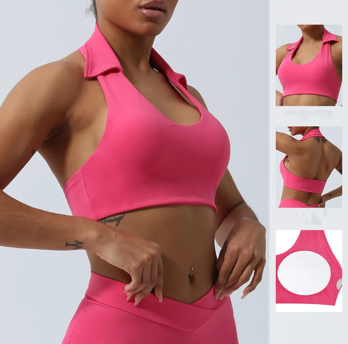 lu Reggiseno Yoga Crop Top Canotta aderente per donna Reggiseno fitness petto Push Up Senza cuciture Canotta sportiva Intimo Corsa Palestra ll2411A