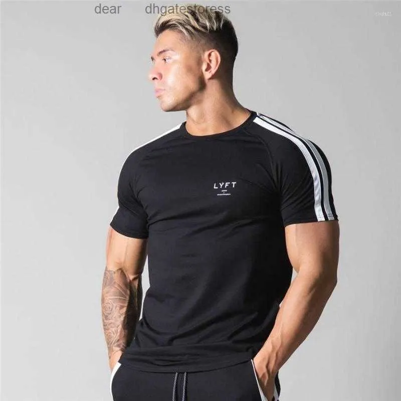 Mens T Shirts Gym klädkondition Running Skjorta Män o-hals T-shirt Bomull Bodybuilding Sport Tops Gym Training