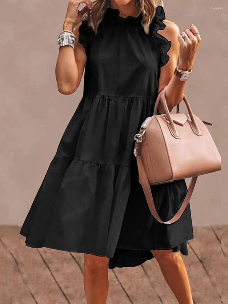Abiti casual Moda Mini abito estivo da donna Completi Senza maniche Volant Trim Flowy Cute Vacation Streetwear