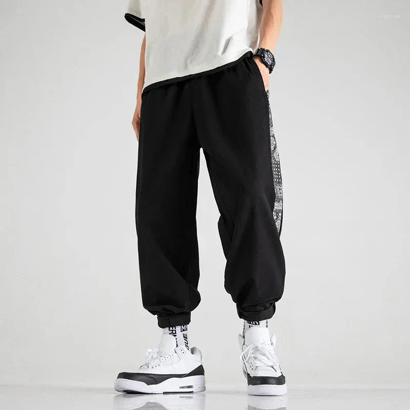Herrbyxor 2024 män trycker streetwear hip hop baggy harem manlig lapptäcke lösa goth byxor pantaloner m-5xl