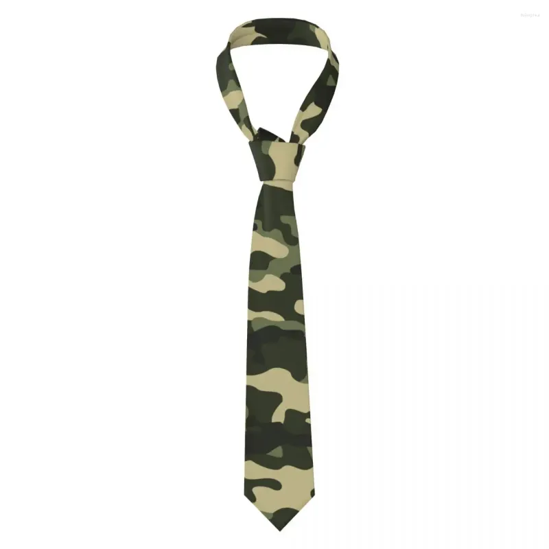 Bow Ties Green Camouflage Military Camo Necktie Silk Polyester 8 Cm Narrow Neck Men Accessories Cravat Wedding Office