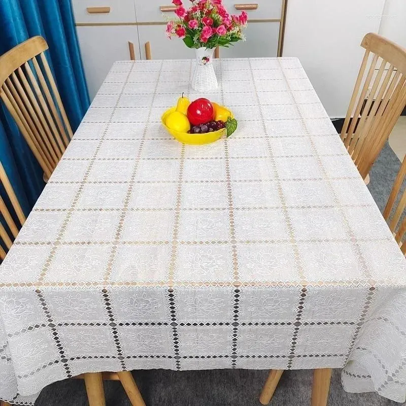 Nappe de Table en Pvc, imperméable et résistante à l'huile, impression de bord en dentelle, sans lavage, Anti-brûlure, pour la maison, J1062