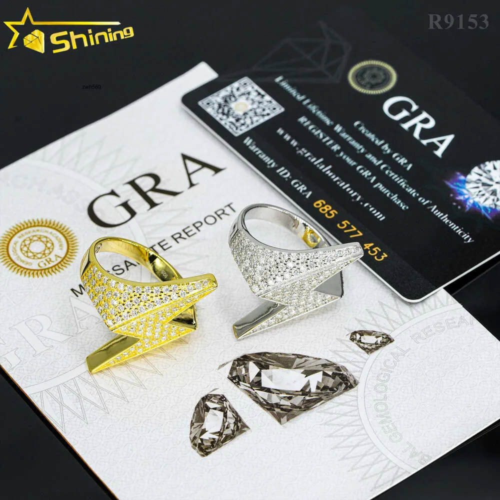 Designer Sieraden Hot Selling Hip Hop S925 VVS Moissanite Custom sieraden mannen zilver goud iced out diamant moissanite hip hop ring
