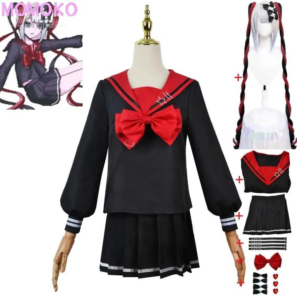 Cosplay Costumes d'anime nom du jeu Rain Kangel Ame OMG Kaii Angel Need Girl Overdose jeu de rôle perruque noir rouge marin uniforme Halloween SetC24321