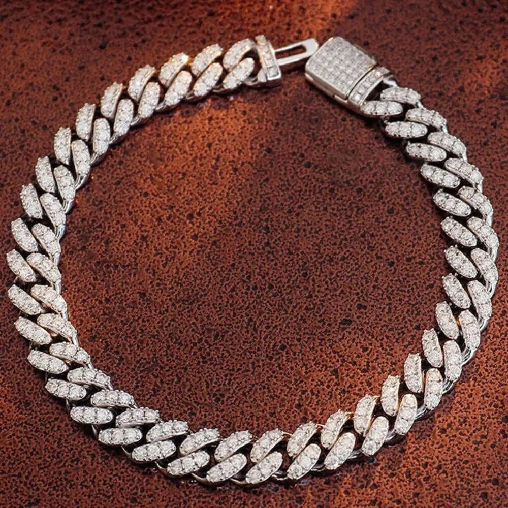 Iced Out Diamond 6mm 8mm Miami 925 Sterling Silver Bracelet 14k Gold Moissanite Cuban Link Chain Necklace