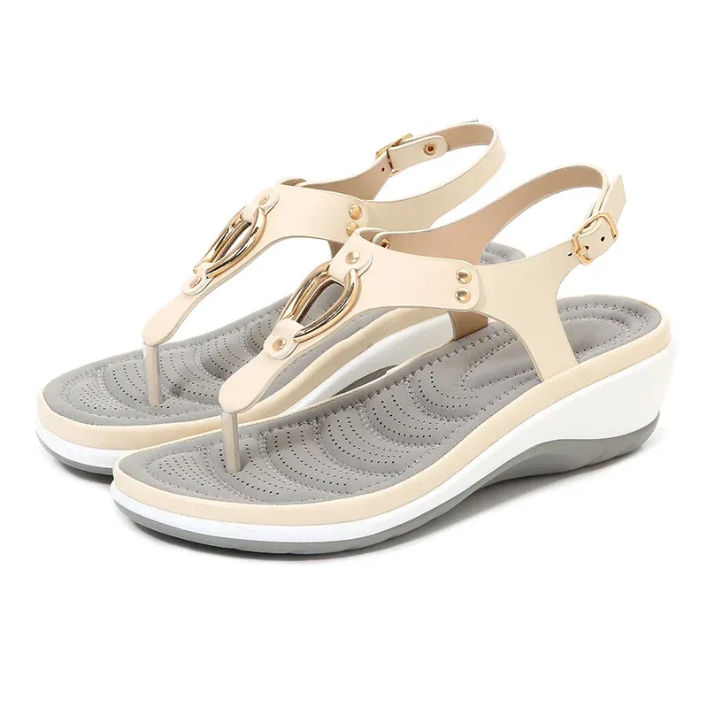 Sandali Nuovi sandali a cuneo per donne Summer Beach Casual Beach Solid Flip Flops Lady cinghia sandalo sandalo a basso tacco Mujer