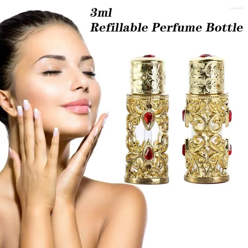 Bottiglie di stoccaggio Decorazione in stile Regali Contenitore cosmetico per profumo di olio essenziale riutilizzabile in metallo anticato Dubai