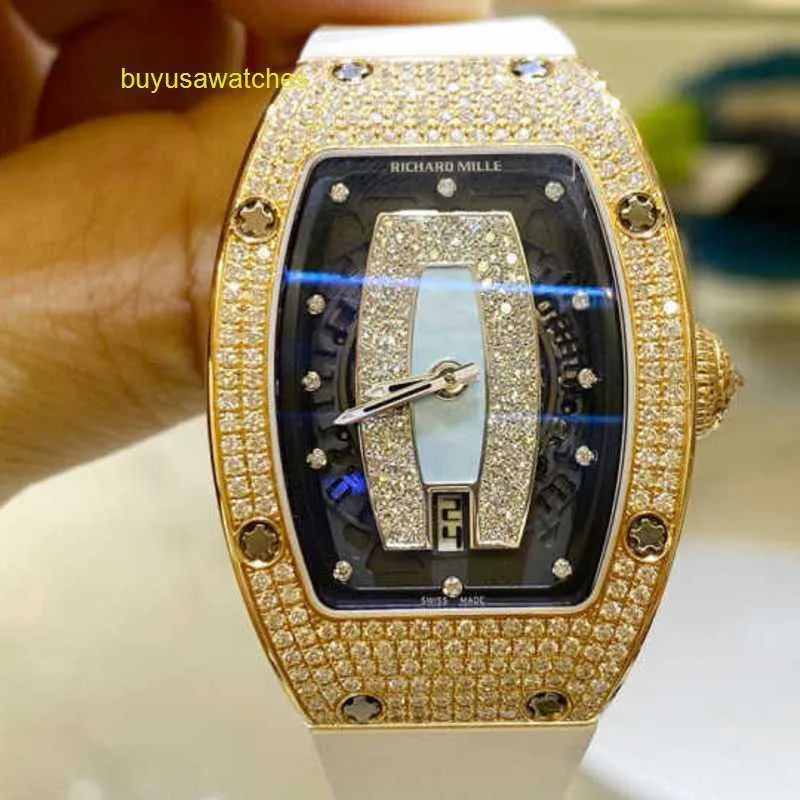 RM Watch Racing Watch Reloj deportivo RM007 Oro rosa Diamante original Labio azul Reloj cronógrafo para mujer