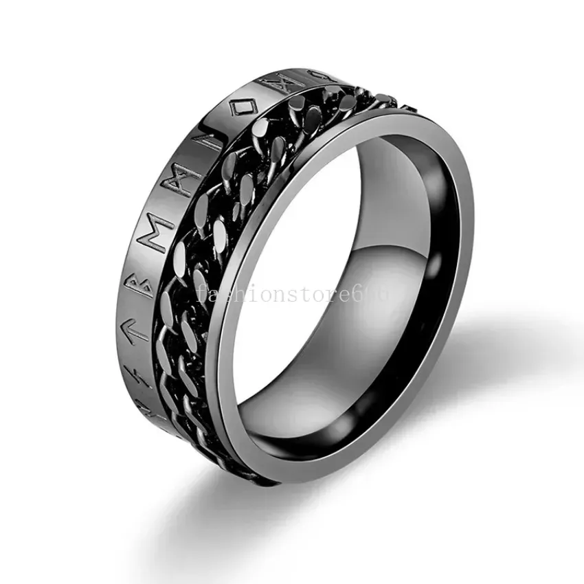 Or acier inoxydable Viking chaîne rotative anneau bande Viking lettre rotatif chaîne anneaux pour hommes femmes bijoux