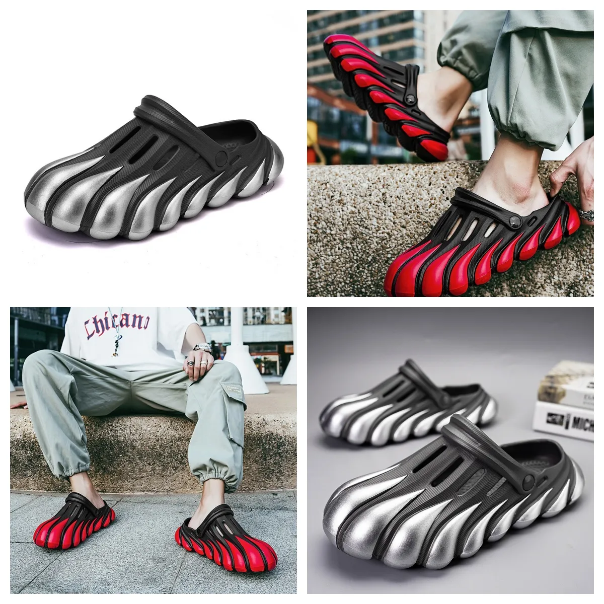 Painted Five Claw Golden Dragon EVA Hole Shoes with a Feet Feeling Thick Sole Sandals Summer Beach Men's Shoes Toe Wrap Breathable GAI fashion Men Slippers cool