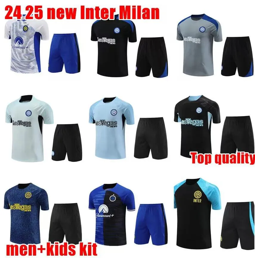 Nuova tuta da allenamento per calcio Inter Milan Tute Chandal Futboll 2024 Tuta da allenamento a maniche corte DE FOOT Uomo Aad Kit per bambini