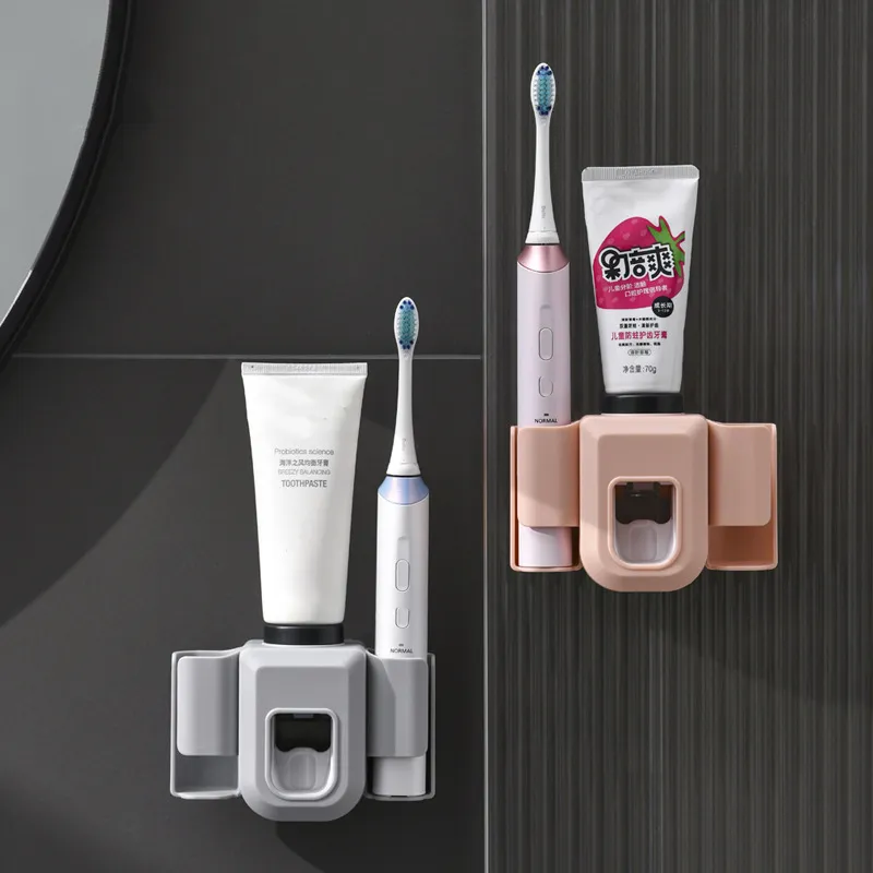 Elektrisk tandborstehållare dubbelhål vägg tandborste arrangör tandborste stativ borsthållare badrumstillbehör YFA2043