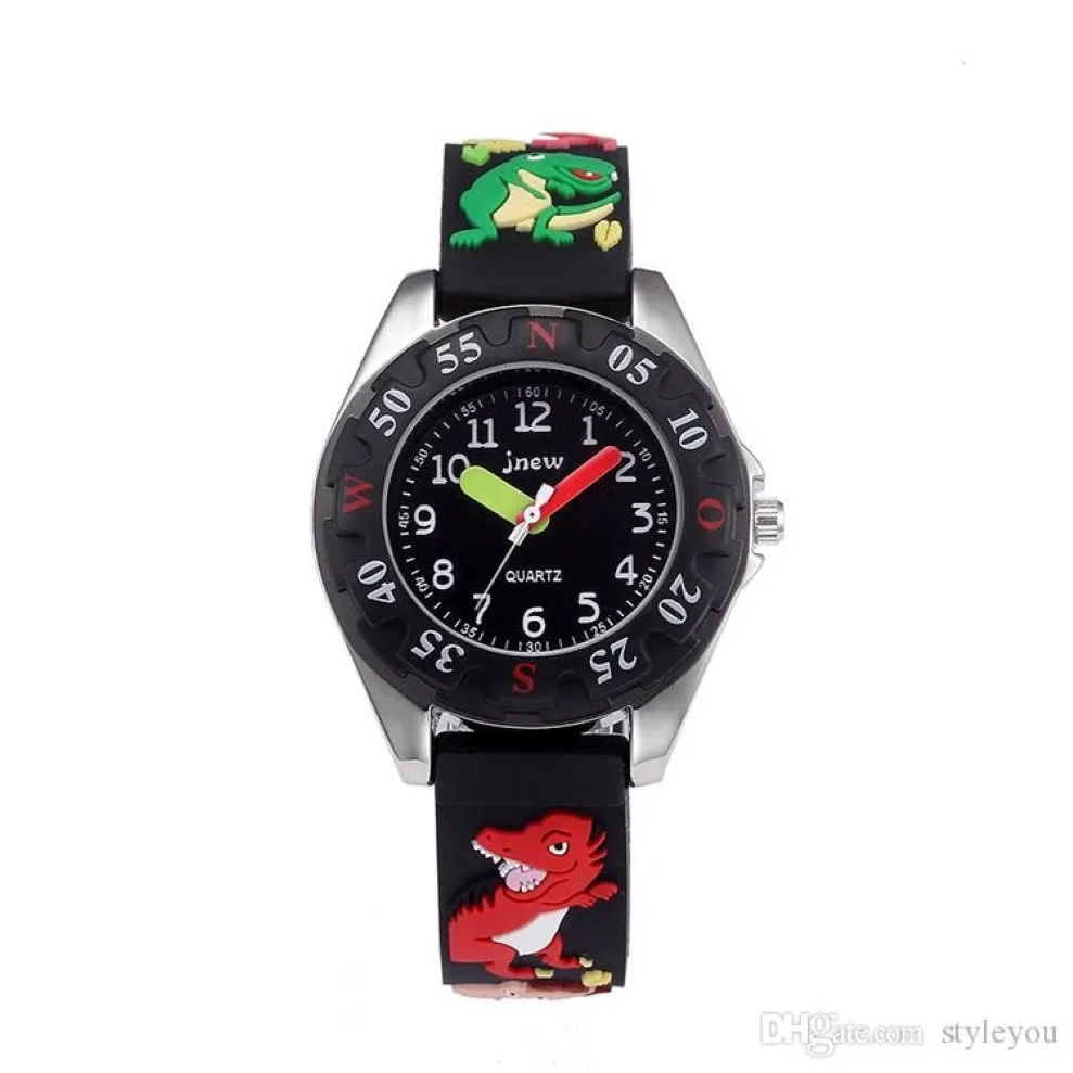 Kid Watch 3D Cartoon Dinosaur Lovely Kids Child Boys Studenci Kwarc na nadgarstek Watch bardzo popularny zegar sportowy na rękę 30m 302c