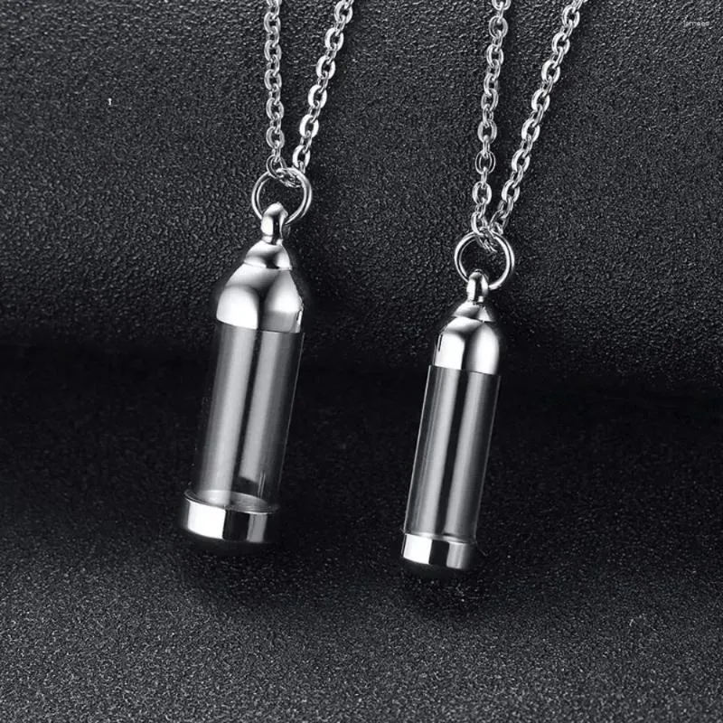 Chaînes Casual Simple Peut s'ouvrir pour homme unisexe cadeau cendres crémation pendentifs commémoratifs colliers de tube creux collier d'urne en acier inoxydable