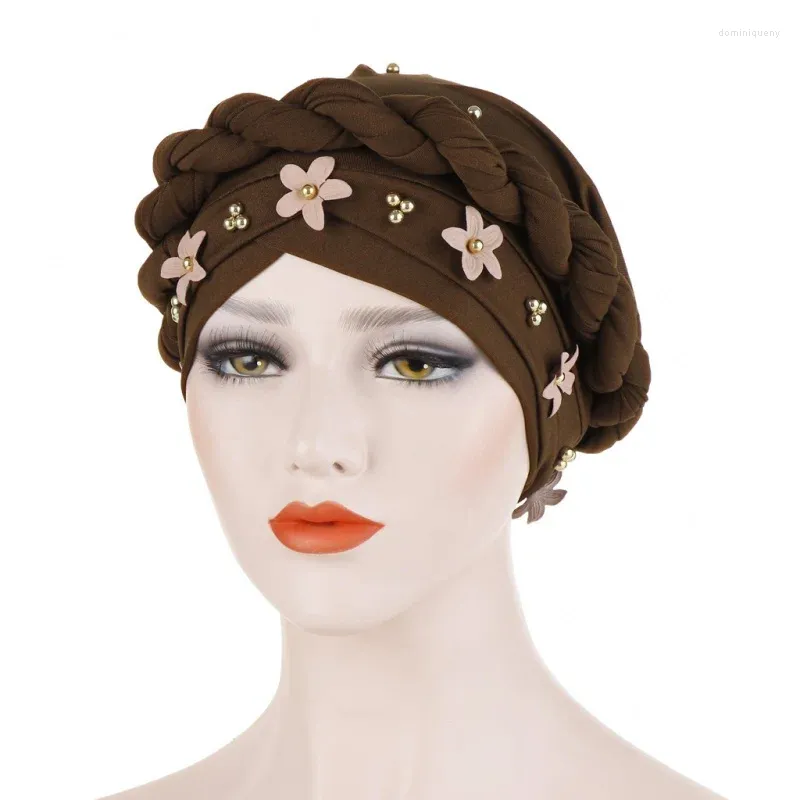 Berets European And American Style Bag Cap Twist Braid Tam-O'-Shanter Flower Nail Golden Pearl Muslim Small Hat