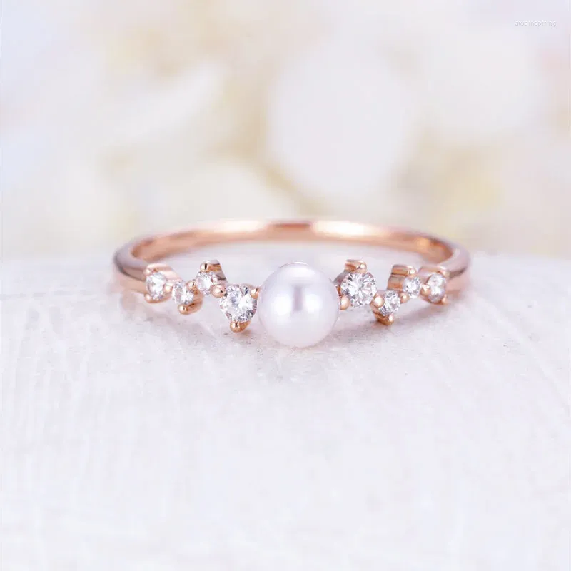 Кольца кластера женские модные кольца посеребренные украшения с пресноводным жемчугом циркон свадебный подарок на помолвку коктейль