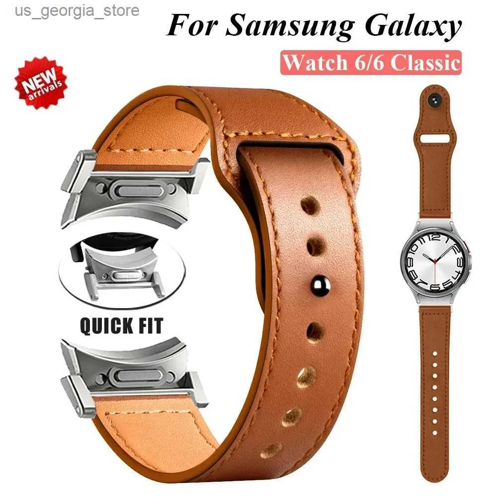 Bracelets de montre Bracelet en cuir pour Samsung Galaxy 4 6 Classic 47 mm 43 mm 42 mm 46 mm 4 5 6 40 mm 44 mm Bracelet à ajustement rapide pour Galaxy 5 Pro 45 mm Y240321
