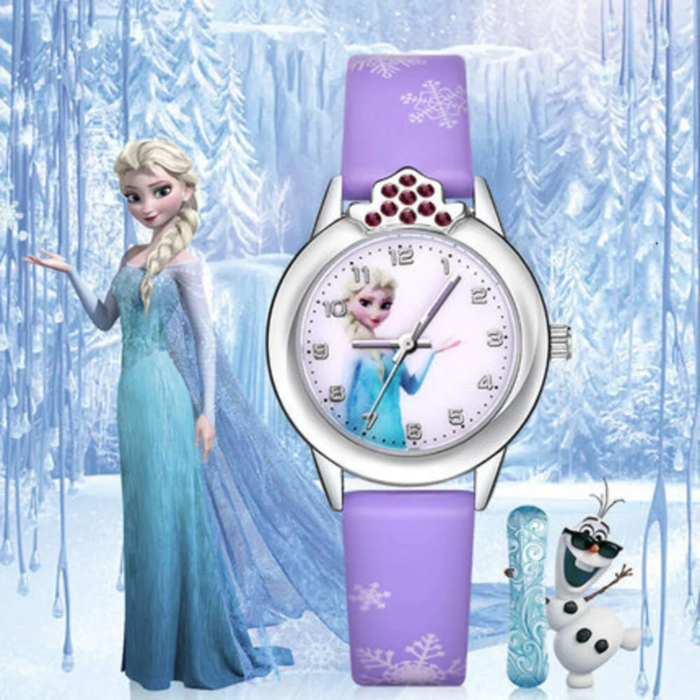 Montre à quartz avec ceinture pour fille de l'école primaire Ice and Snow Romance Princess Isaanna