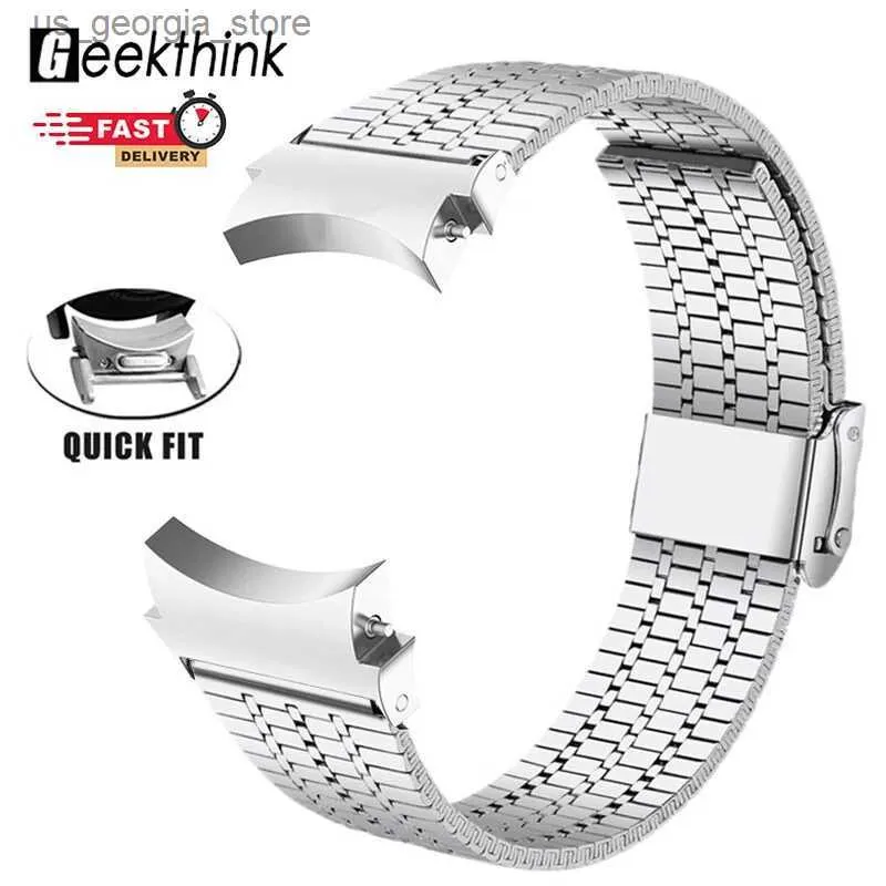 Uhrenarmbänder geeignet für Samsung Galaxy 6 Classic 47 mm 43 6/5/4 40 44 mm 5Pro 45 mm nahtloser Metallstreifen mit gebogenem Ende Y240321